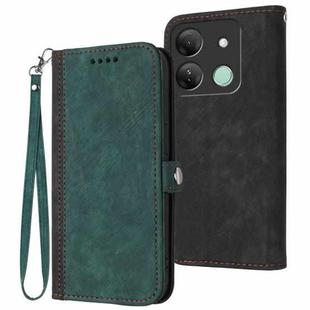 For Infinix Smart 7 HD Side Buckle Double Fold Hand Strap Leather Phone Case(Dark Green)