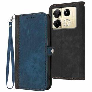 For Infinix Note 40 Pro 4G / 5G Side Buckle Double Fold Hand Strap Leather Phone Case(Royal Blue)