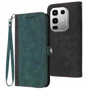 For Infinix Note 50 4G / Note 50 Pro 4G Side Buckle Double Fold Hand Strap Leather Phone Case(Dark Green)