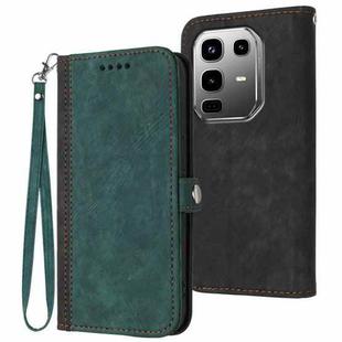 For Infinix Note 50 Pro+ Side Buckle Double Fold Hand Strap Leather Phone Case(Dark Green)