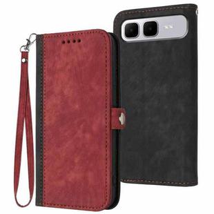For Infinix Smart 10 Plus 4G Side Buckle Double Fold Hand Strap Leather Phone Case(Red)
