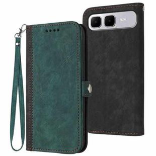 For Infinix Smart 10 Plus 4G Side Buckle Double Fold Hand Strap Leather Phone Case(Dark Green)