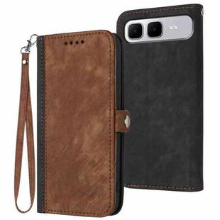 For Infinix Smart 10 Plus 4G Side Buckle Double Fold Hand Strap Leather Phone Case(Brown)