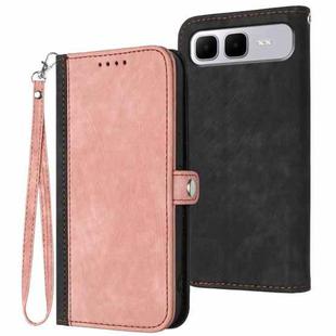 For Infinix Smart 10 Plus 4G Side Buckle Double Fold Hand Strap Leather Phone Case(Pink)