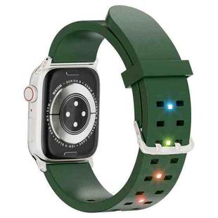 For Apple Watch SE 2022 44mm Luminous Colorful Light Silicone Watch Band(Green)