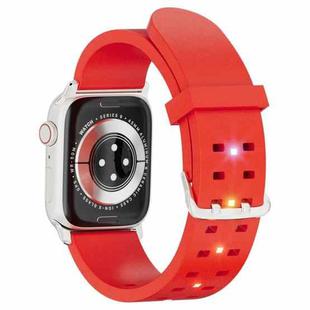 For Apple Watch Series 7 41mm Luminous Colorful Light Silicone Watch Band(Red)