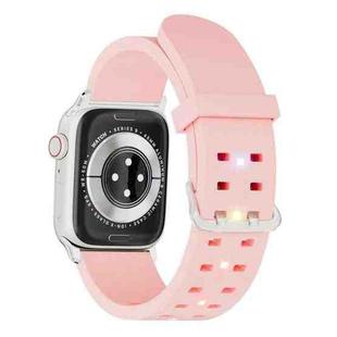 For Apple Watch Series 4 44mm Luminous Colorful Light Silicone Watch Band(Pink)