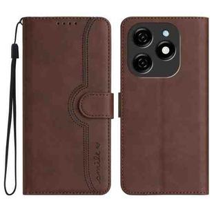 For Tecno Spark 20 Heart Pattern Skin Feel Leather Phone Case(Brown)