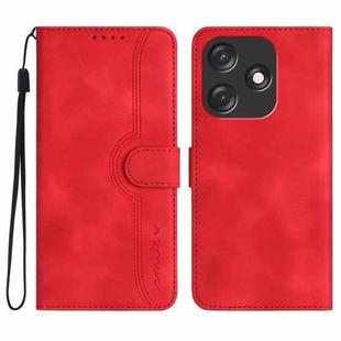 For Tecno Spark 10C Heart Pattern Skin Feel Leather Phone Case(Red)