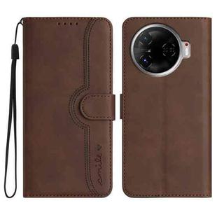 For Tecno Camon 30 Pro Heart Pattern Skin Feel Leather Phone Case(Brown)