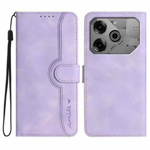 For Tecno Pova 6 Pro Heart Pattern Skin Feel Leather Phone Case(Purple)