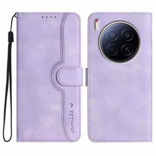 For Tecno Camon 40 Premier Heart Pattern Skin Feel Leather Phone Case(Purple)