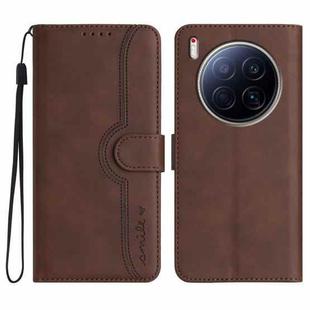 For Tecno Camon 40 Premier Heart Pattern Skin Feel Leather Phone Case(Brown)