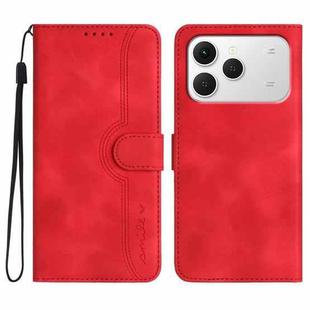 For Tecno Spark 40 4G Heart Pattern Skin Feel Leather Phone Case(Red)