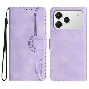 For Tecno Spark 40 4G Heart Pattern Skin Feel Leather Phone Case(Purple)