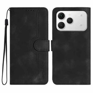 For Tecno Spark 40 4G Heart Pattern Skin Feel Leather Phone Case(Black)