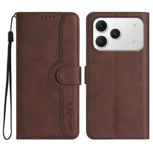 For Tecno Spark 40 4G Heart Pattern Skin Feel Leather Phone Case(Brown)