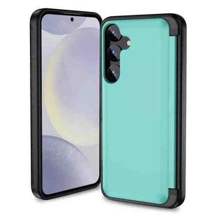 For Samsung Galaxy S24 5G 3 in 1 Flip Holder Phone Case(Cyan)