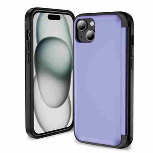 For iPhone 15 3 in 1 Flip Holder Phone Case(Light Purple)