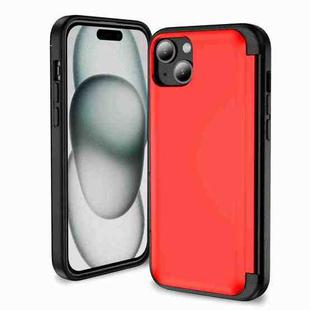 For iPhone 15 Plus 3 in 1 Flip Holder Phone Case(Red)