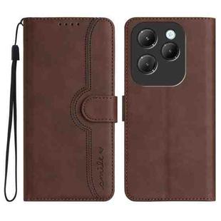 For Infinix Hot 40 Heart Pattern Skin Feel Leather Phone Case(Brown)