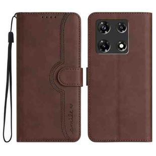 For Infinix Note 30 Pro Heart Pattern Skin Feel Leather Phone Case(Brown)