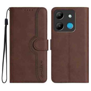 For Infinix Smart 7 Heart Pattern Skin Feel Leather Phone Case(Brown)
