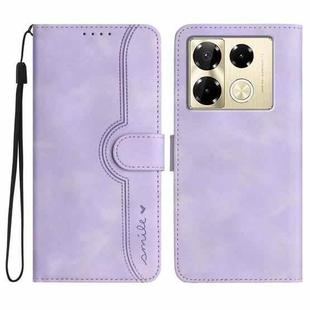 For Infinix Note 40 Pro 4G / 5G Heart Pattern Skin Feel Leather Phone Case(Purple)