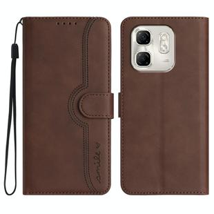 For Infinix Hot 50i / Smart 9 Heart Pattern Skin Feel Leather Phone Case(Brown)