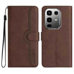For Infinix Note 50 Pro+ Heart Pattern Skin Feel Leather Phone Case(Brown)