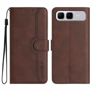 For Infinix Smart 10 Plus 4G Heart Pattern Skin Feel Leather Phone Case(Brown)