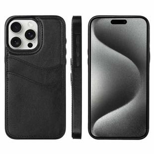 For iPhone 15 Pro Max Litchi Leather Skin Card Slots Phone Case(Black)