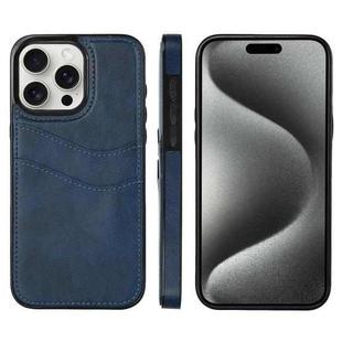 For iPhone 15 Pro Litchi Leather Skin Card Slots Phone Case(Blue)