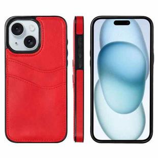 For iPhone 15 Plus Litchi Leather Skin Card Slots Phone Case(Red)