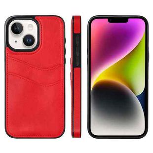 For iPhone 14 Plus Litchi Leather Skin Card Slots Phone Case(Red)