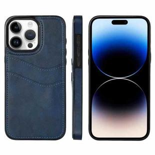 For iPhone 14 Pro Litchi Leather Skin Card Slots Phone Case(Blue)