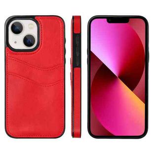 For iPhone 13 Litchi Leather Skin Card Slots Phone Case(Red)