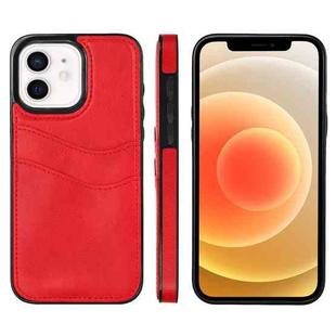 For iPhone 12 Litchi Leather Skin Card Slots Phone Case(Red)