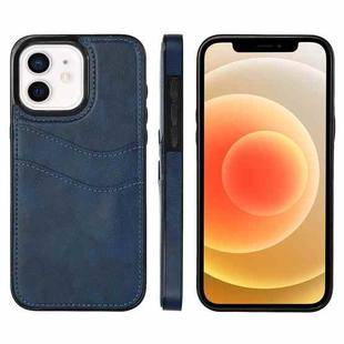 For iPhone 12 Litchi Leather Skin Card Slots Phone Case(Blue)