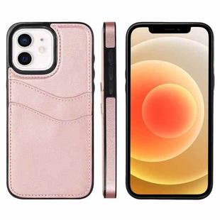 For iPhone 12 Litchi Leather Skin Card Slots Phone Case(Rose Gold)