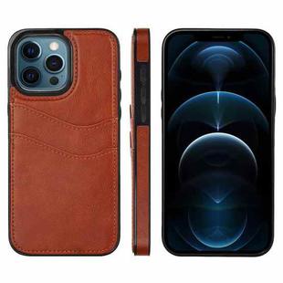 For iPhone 12 Pro Max Litchi Leather Skin Card Slots Phone Case(Brown)