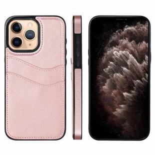 For iPhone 11 Pro Max Litchi Leather Skin Card Slots Phone Case(Rose Gold)