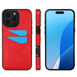 For iPhone 16 Pro Max Litchi Leather Skin Card Slots Phone Case(Red)