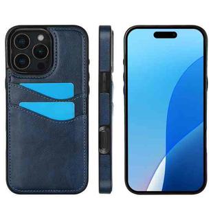 For iPhone 16 Pro Max Litchi Leather Skin Card Slots Phone Case(Blue)