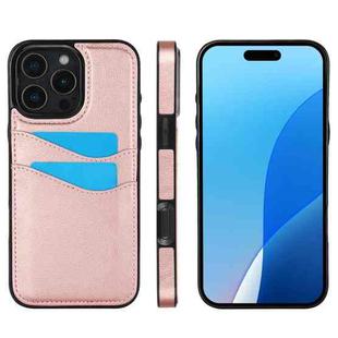 For iPhone 16 Pro Max Litchi Leather Skin Card Slots Phone Case(Rose Gold)