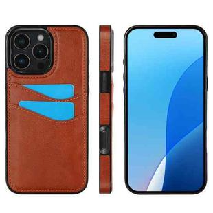 For iPhone 16 Pro Max Litchi Leather Skin Card Slots Phone Case(Brown)