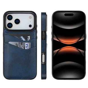 For iPhone 17 Pro Max Litchi Leather Skin Card Slots Phone Case(Blue)