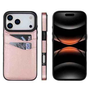 For iPhone 17 Pro Max Litchi Leather Skin Card Slots Phone Case(Rose Gold)