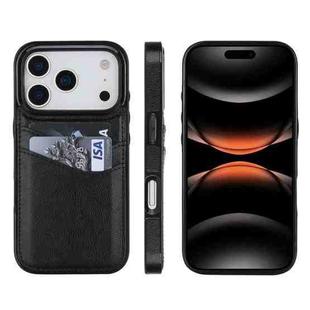 For iPhone 17 Pro Litchi Leather Skin Card Slots Phone Case(Black)