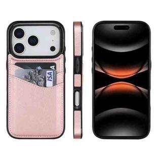 For iPhone 17 Pro Litchi Leather Skin Card Slots Phone Case(Rose Gold)